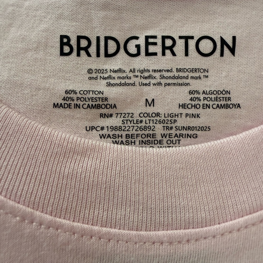 Bridgerton Women’s pink tshirt official Netflix merch - Picture 5 of 8